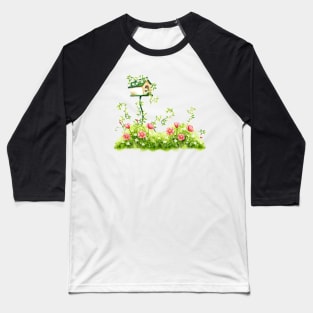 Image: Watercolor, Plants and birdhouse Baseball T-Shirt